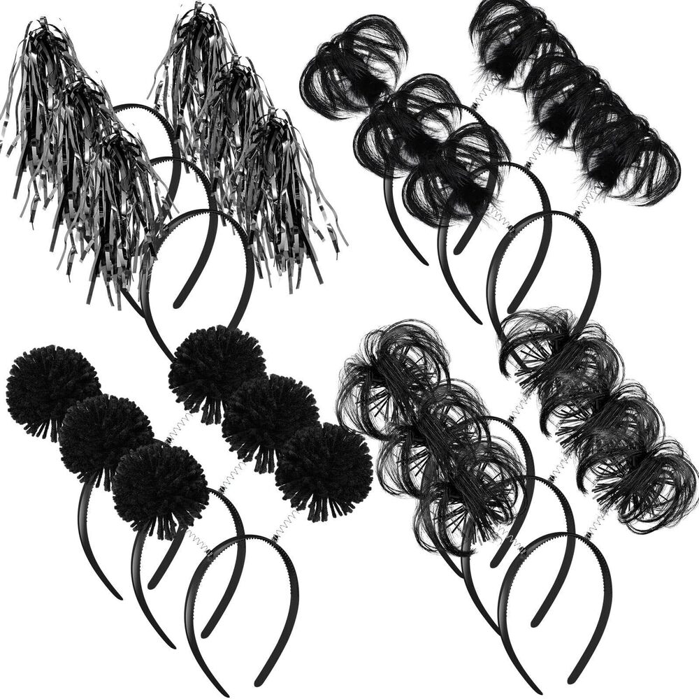 6817 12 Pcs Christmas Pom Pom Headbands Spirit Party Headwear Tinsel